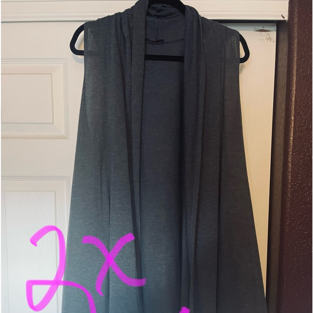 Long grey flowy vest